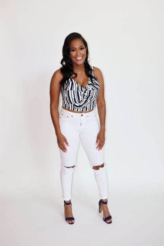 Lucky Stripes Twist Crop Top - Simply Clutched