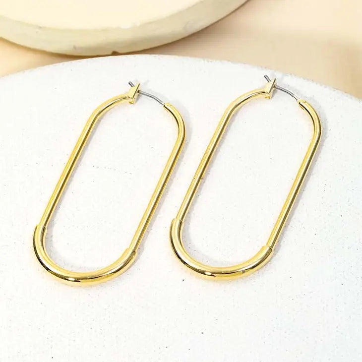 Thin Oval Hoop Earrings- Simply Clutched