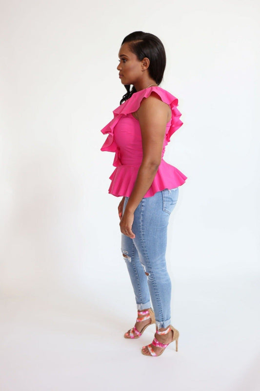 Ruffle One Shoulder Top - Simply Clutched